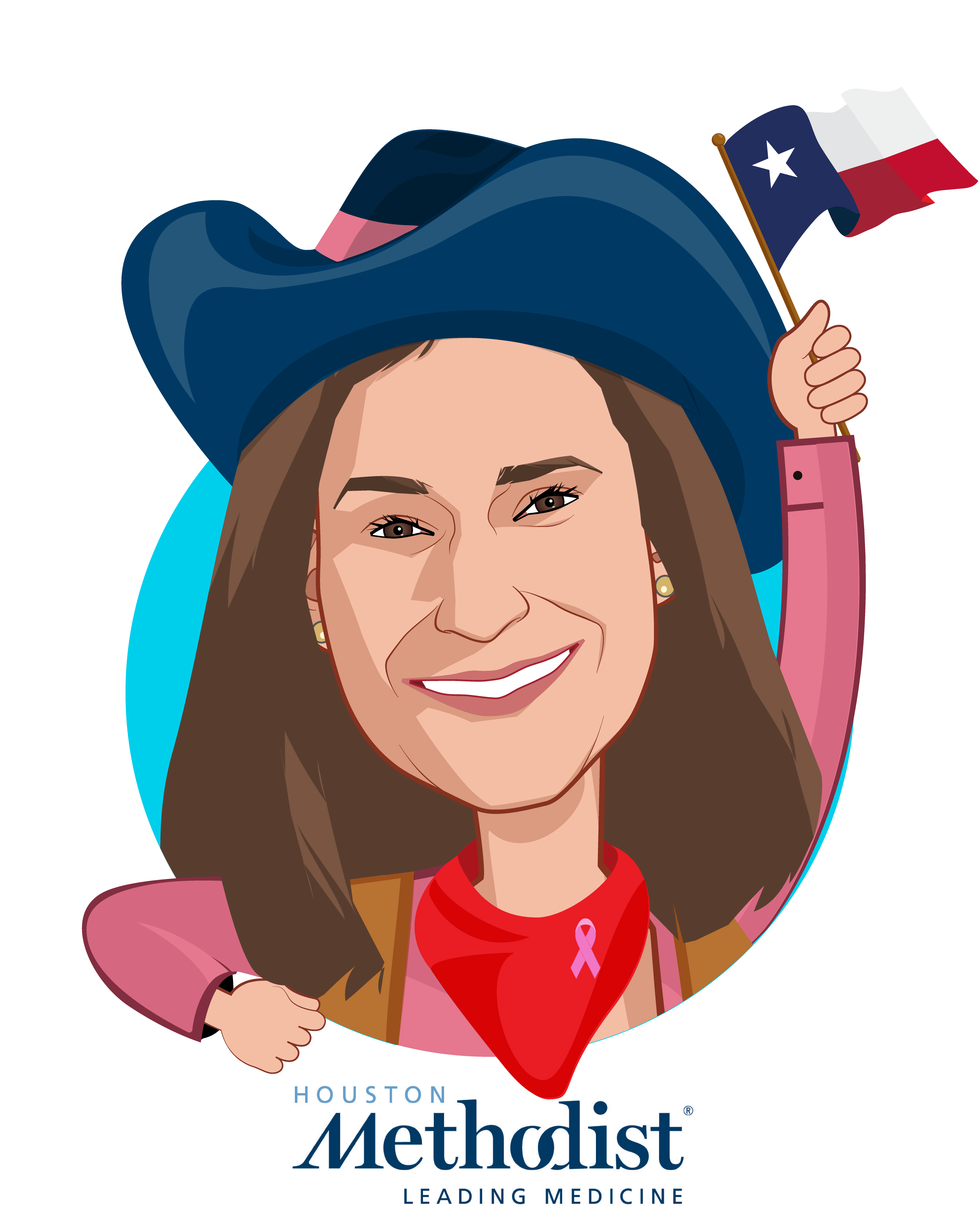 Overlay caricature of Roberta L. Schwartz, who is speaking at HLTH and is Executive Vice President/Chief Innovation Officer at Houston Methodist Hospital