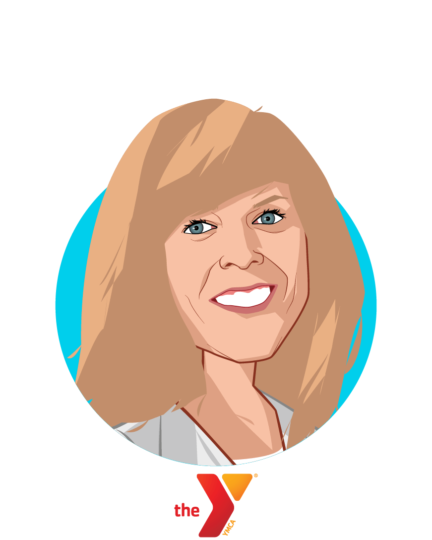 Main caricature of Katie Adamson, who is speaking at HLTH and is Vice President, Health Partnerships and Policy at YMCA of the USA