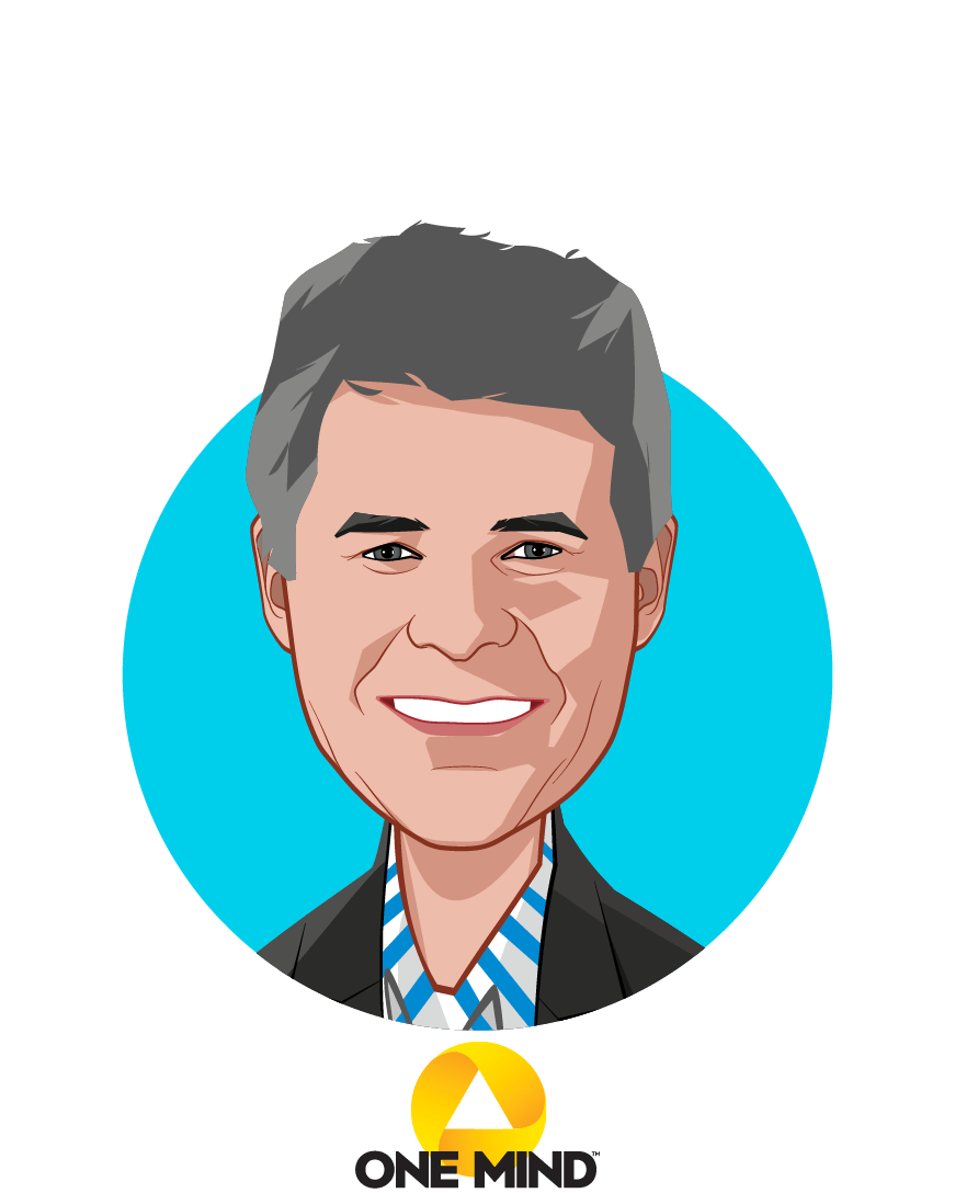 Main caricature of Garen Staglin, who is speaking at HLTH and is Chairman & Co-Founder at One Mind