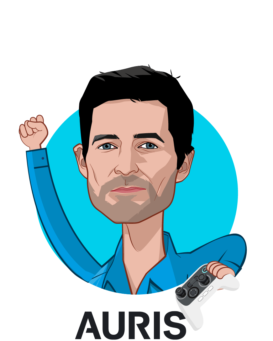 Overlay caricature of Josh DeFonzo, who is speaking at HLTH and is Chief Operating Officer at Auris Health, Inc.