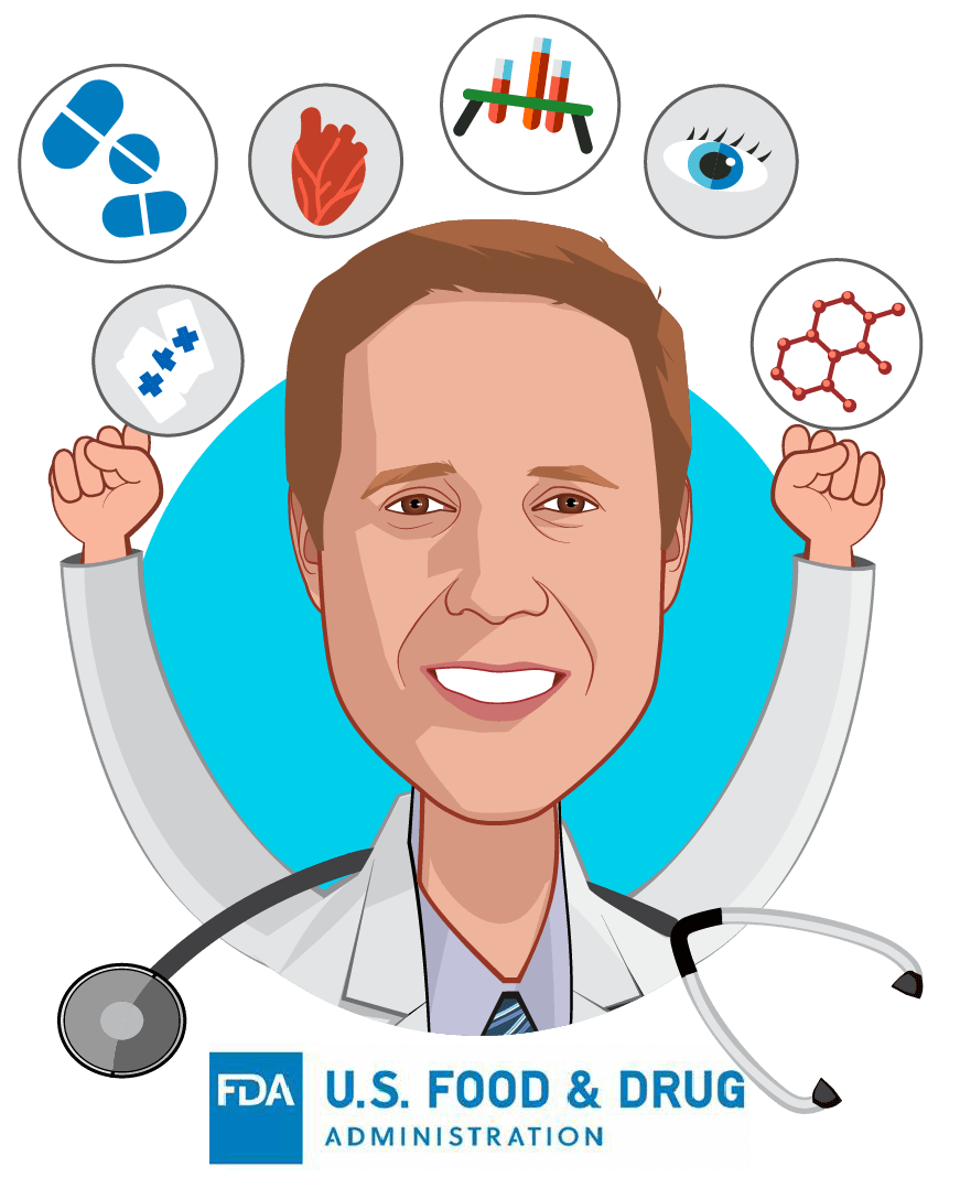 Overlay caricature of Matthew Diamond, MD, PhD, who is speaking at HLTH and is Medical Officer, Digital Health at FDA