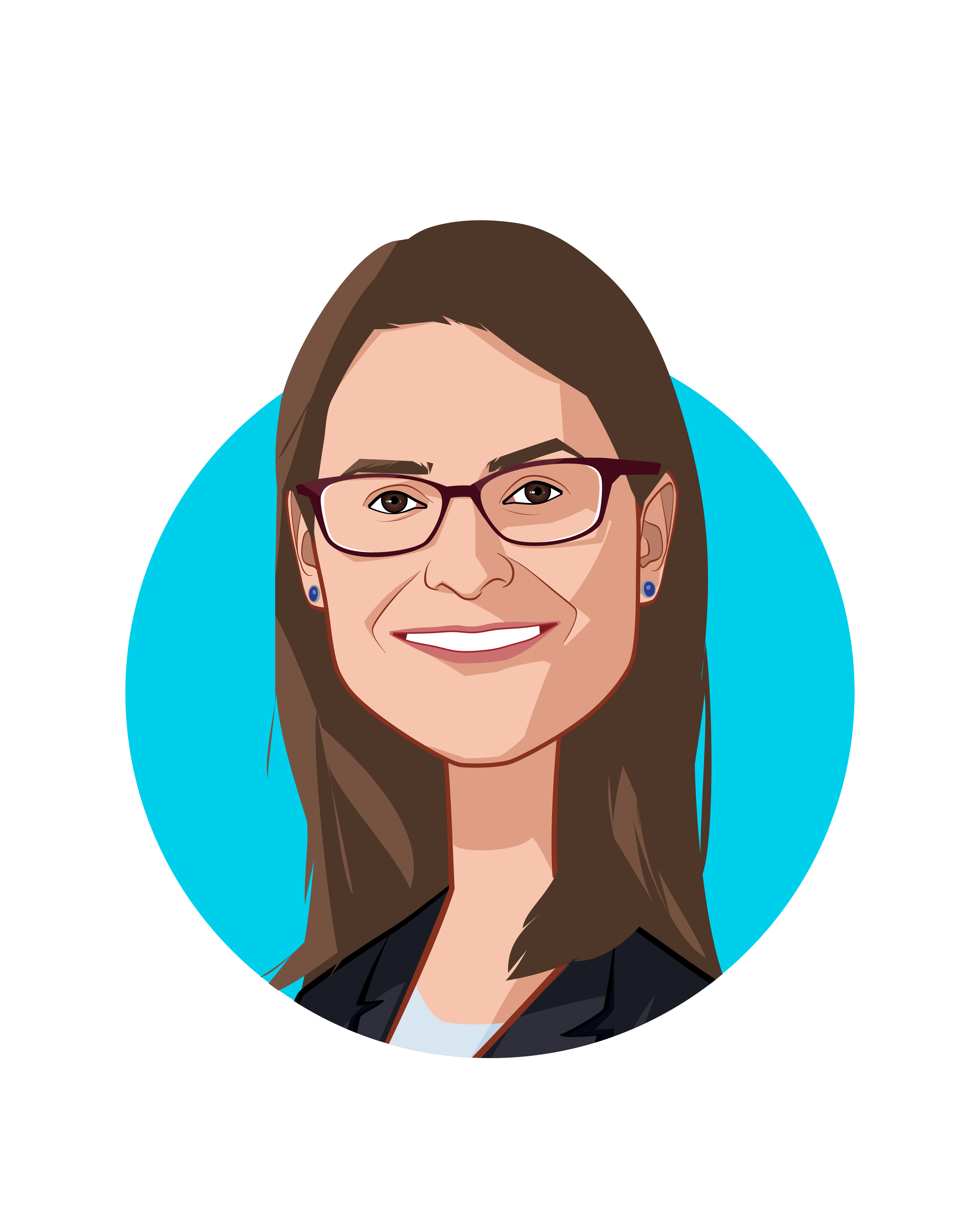 Main caricature of Rebecca L. Kaul, who is speaking at HLTH and is Vice President, Chief Innovation Officer  at MD Anderson Cancer Center