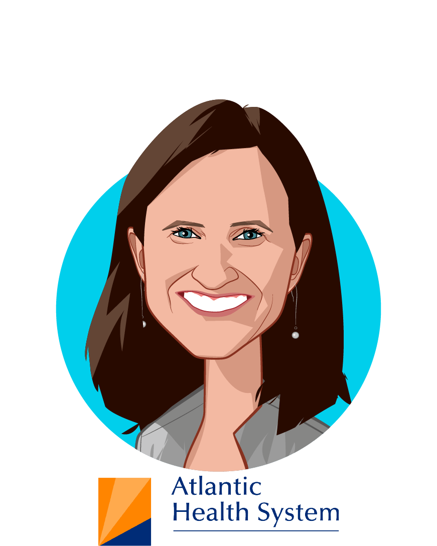 Main caricature of Sylvia Romm MD, MPH, who is speaking at HLTH and is Chief Innovation Officer at Atlantic Health System