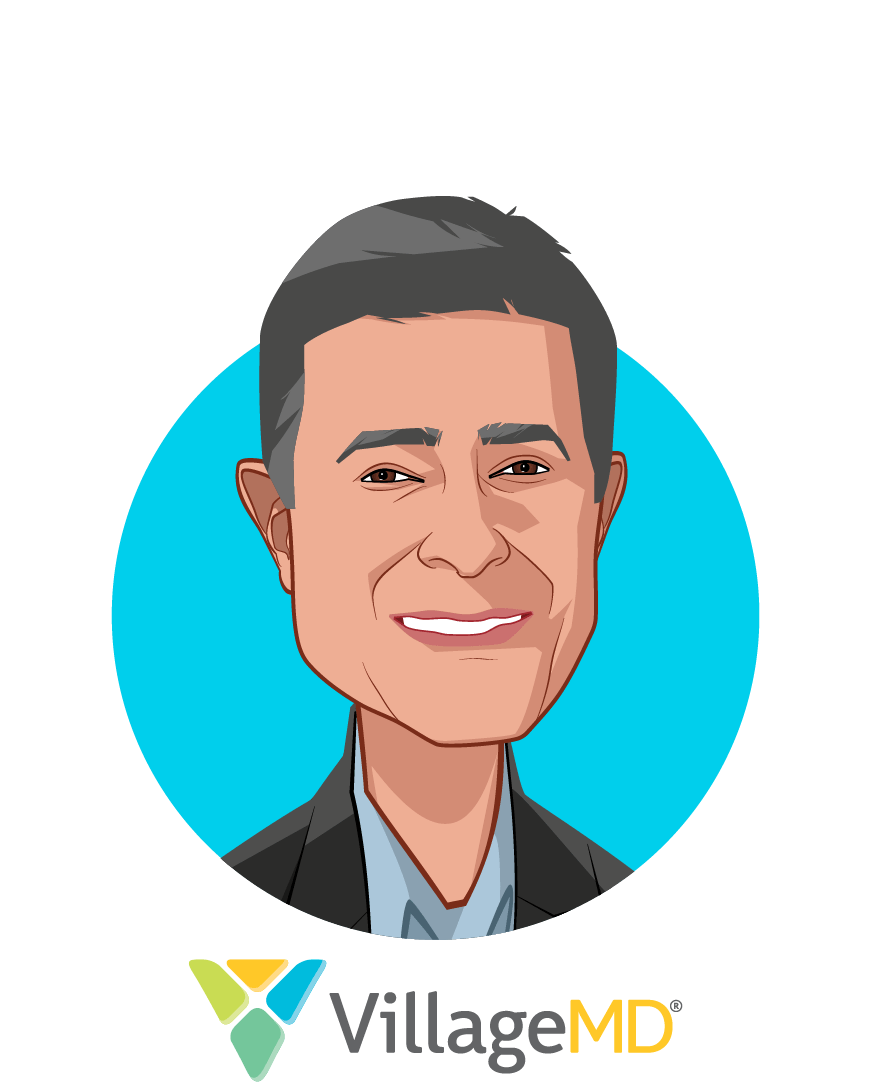 Main caricature of Clive Fields, MD , who is speaking at HLTH and is Co-Founder & Chief Medical Officer at VillageMD