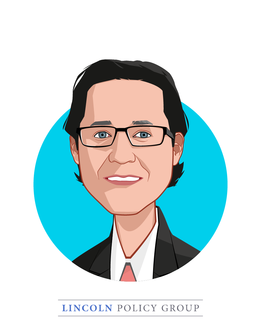 Main caricature of Dan Elling, who is speaking at HLTH and is Principal at Lincoln Policy Group