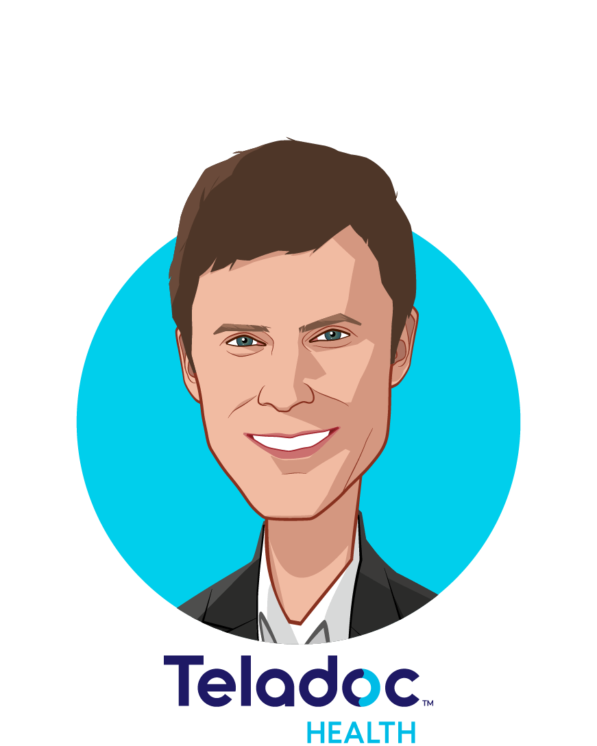 Main caricature of David Sides, who is speaking at HLTH and is COO at Teladoc Health