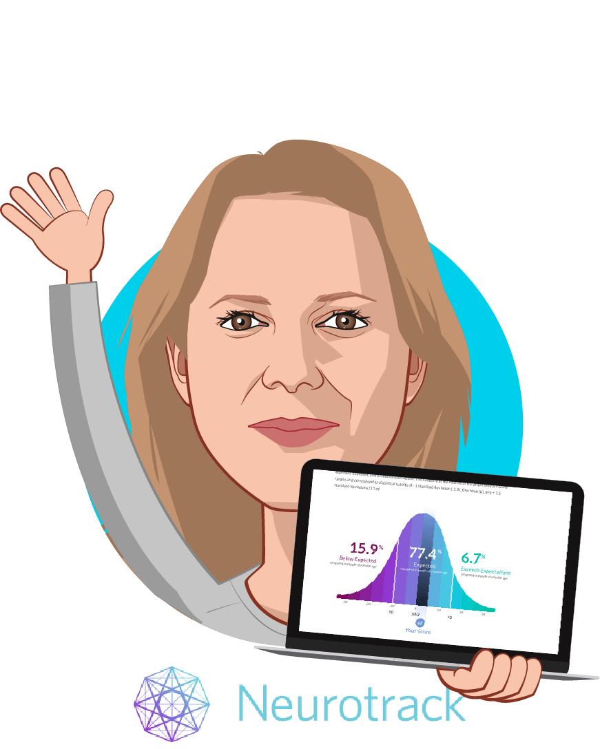 Overlay caricature of Elli Kaplan, who is speaking at HLTH and is Co-founder and CEO at Neurotrack