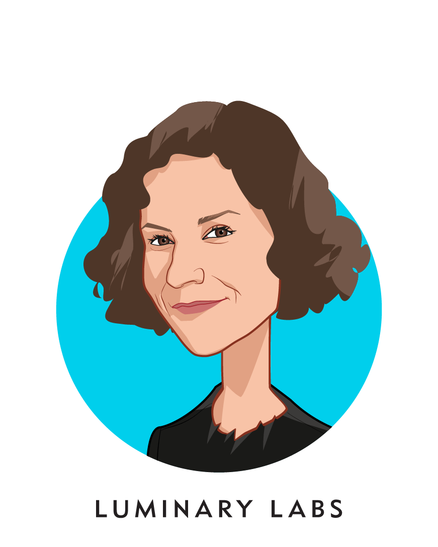 Main caricature of Sara Holoubek, who is speaking at HLTH and is CEO at Luminary Labs