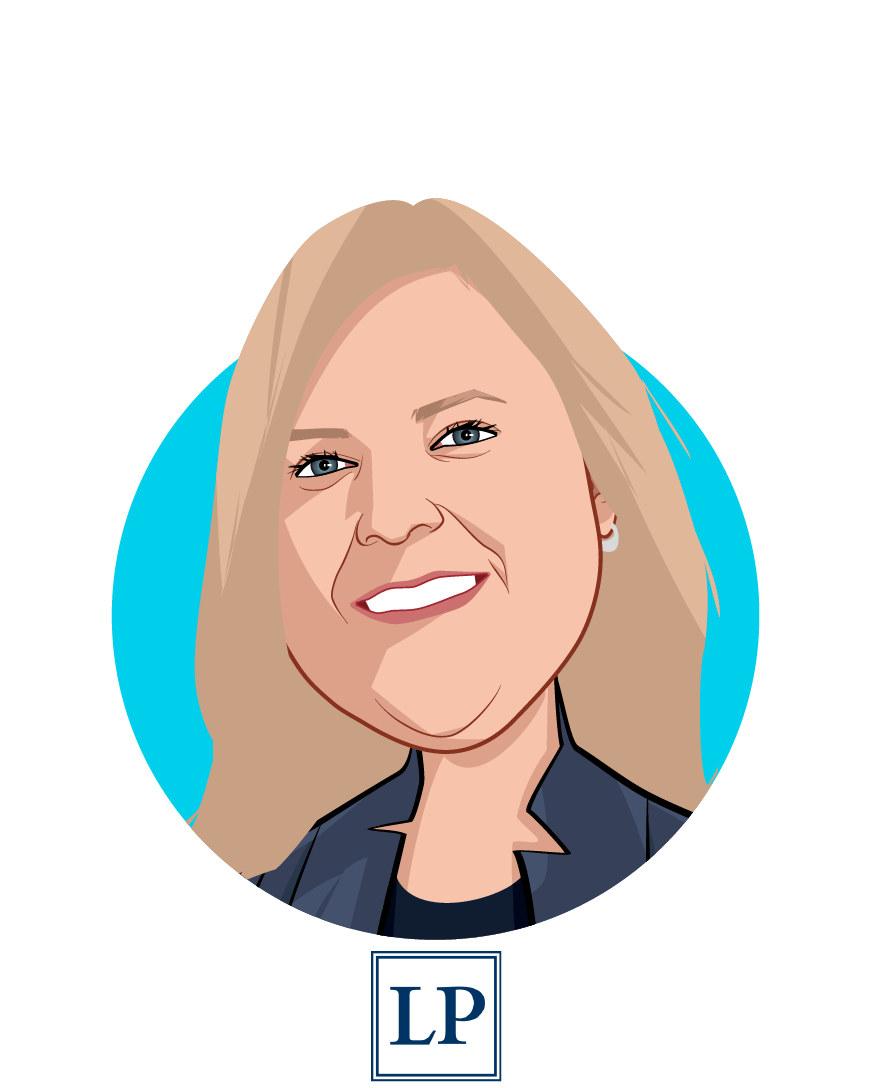 Main caricature of Elizabeth M. Wroe, who is speaking at HLTH and is Principal at Leavitt Partners